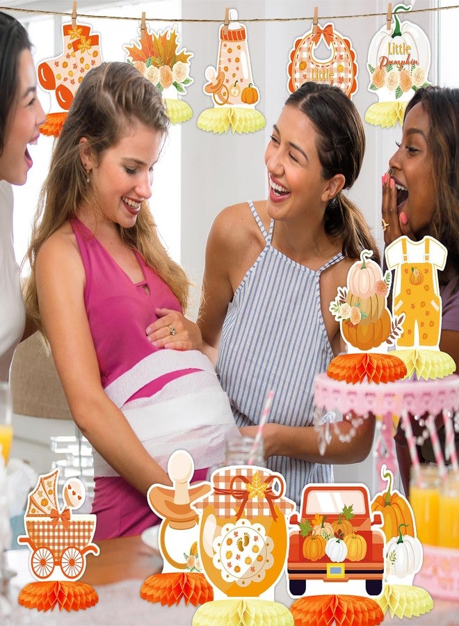 ZCPTZ 12Pcs Fall Baby Shower Honeycomb Centerpieces Orange and Light Yellow Pumpkin Honeycomb Table Decorations for Little Pumpkin Baby Shower, Thanksgiving, Birthday, Gender Reveal, Autumn Party - Image 5