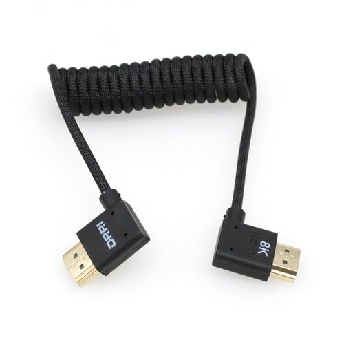 DRRI 8K/60Hz 4K/120Hz HDMI 2.1 Braided Cable for Sony FX3 FX30 A7R-V FS700U,Z Cam,Panasonic Lumix S5I S5iiX Camera BMPCC4K Atomos Ninja V / BM5 Monitors Left Right Angle Coiled - Image 2