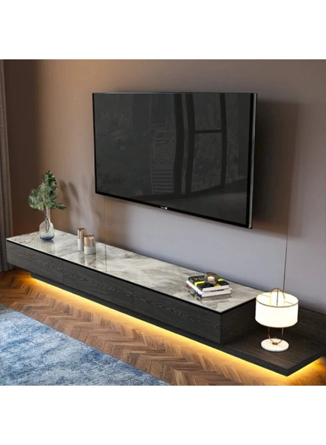 NEO FRONT FURNITURE Expandable TV Unit – White Marble Top with Wooden Base, Luxury Modern TV Stand for Living Room, Adjustable Length Design for Home Décor (2000–2500 x 400 x 310 mm) KV2108  - Image 2