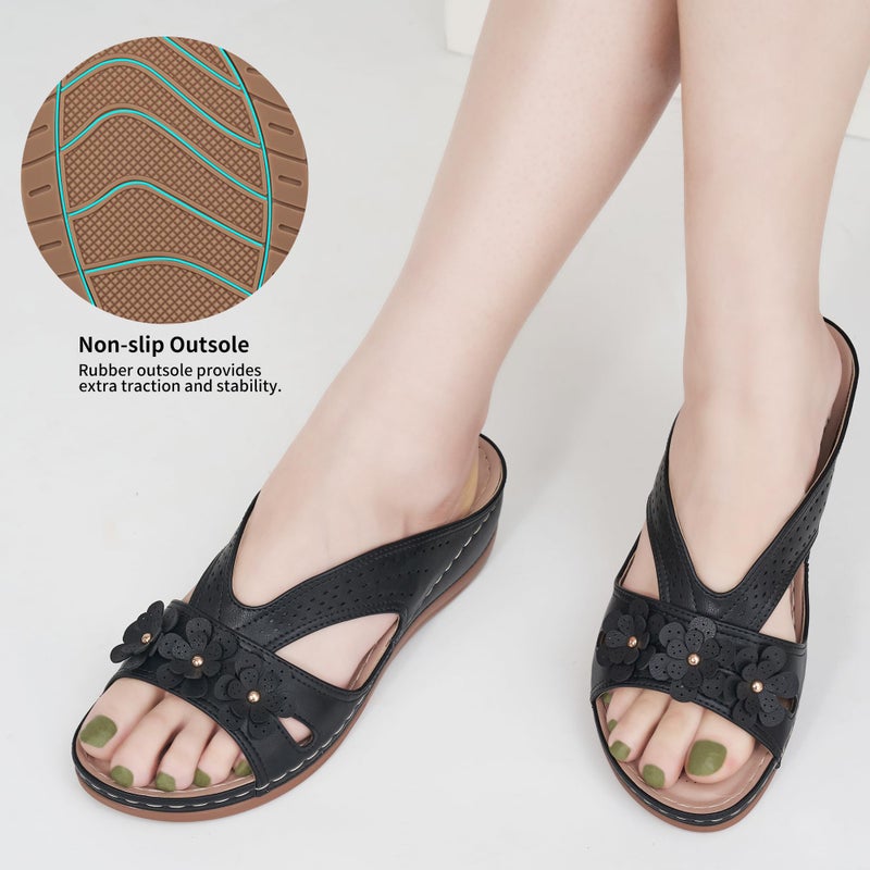 Ecetana Sandals for Women Wedge Shoes: Slip On Dressy Summer Comfortable Slides Sandals 2026 Casual Memory Foam Platform Shoes - Image 5