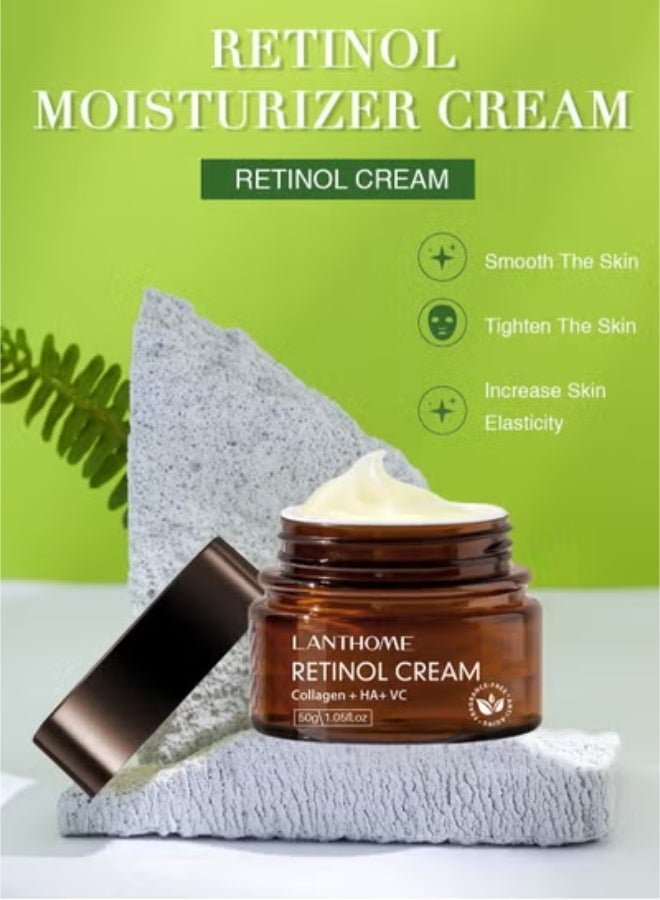 Lanthome Retinol Cream with Collagen, HA and VC, Anti Aging Cream to Reduce Fine Lines and Wrinkles, Retinol Face Moisturizer for Face Neck and Eyes, 50g - Image 2