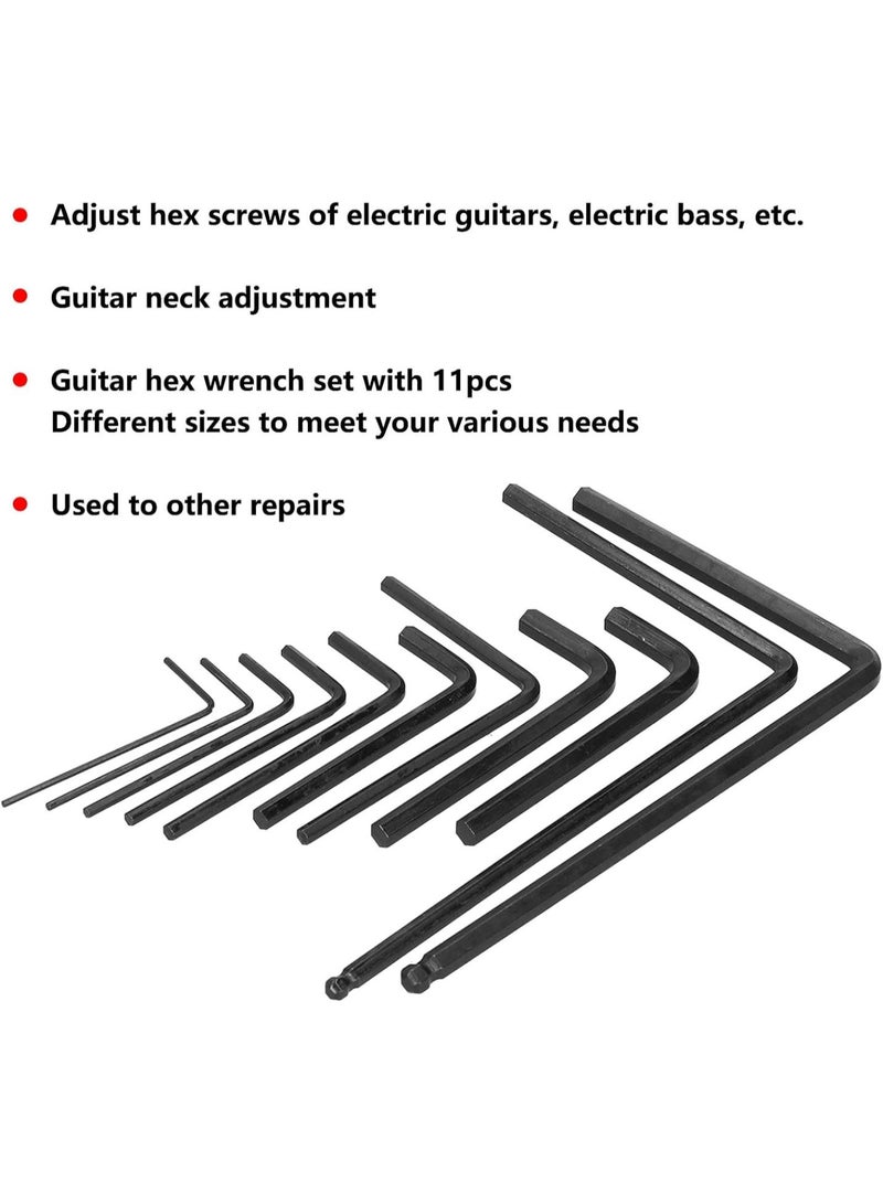 GGOOT Inbus Guitar,Hex Keys 11Pcs Hex Wrench Set Guitar Adjustable Instrument Metal Hardware Key Tools M02668  - Image 5