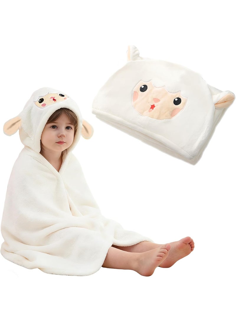 70x140cm Kids Hooded Coral Fleece Towel - Super Absorbent Quick Dry Cartoon Baby Bath Cape - Image 1
