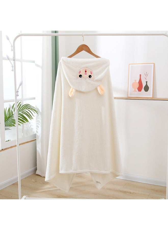 70x140cm Kids Hooded Coral Fleece Towel - Super Absorbent Quick Dry Cartoon Baby Bath Cape - Image 3