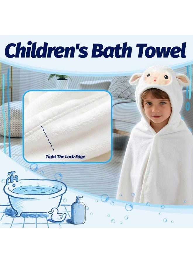 70x140cm Kids Hooded Coral Fleece Towel - Super Absorbent Quick Dry Cartoon Baby Bath Cape - Image 5