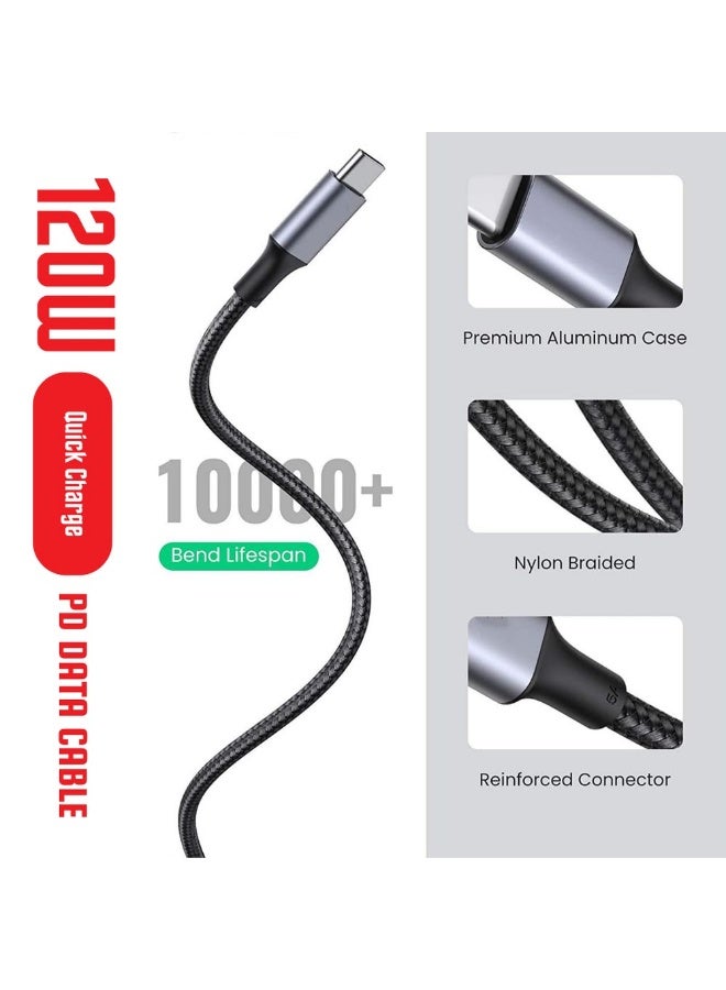 DAW-LINK 120W USB-C to USB-C PD Data Cable, 1M, Nylon Braided, Tangle-Free - Image 1