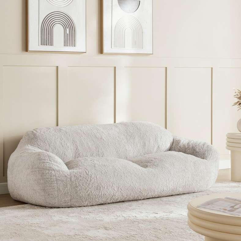 Pan Home أريكة مزدوجة بضغط بيئي رمادية فاتحة - Image 1