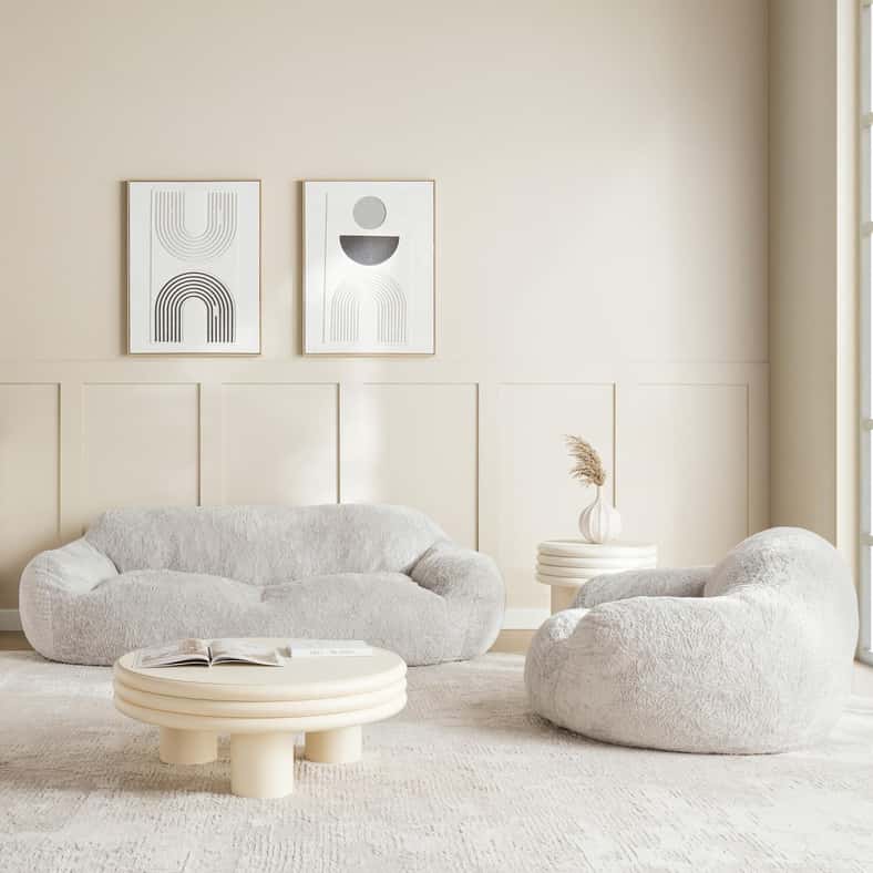 Pan Home أريكة مزدوجة بضغط بيئي رمادية فاتحة - Image 5