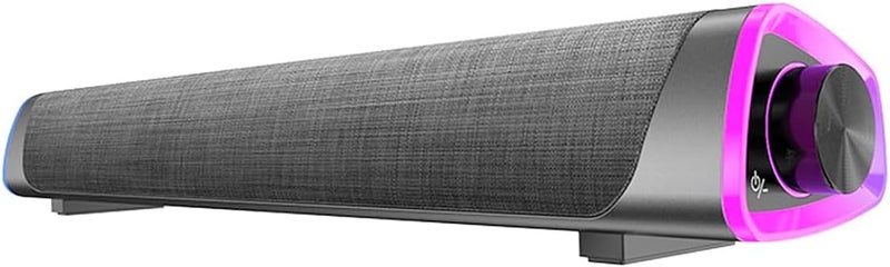USB Wired Computer Speaker, RGB Computer Sound Bar Desktop Speaker, 3D Stereo Surround Sound Box with Volume Knob 3.5mm Audio Input for Desktop PC Laptop Smartphone Tablet-BLACK - Image 1