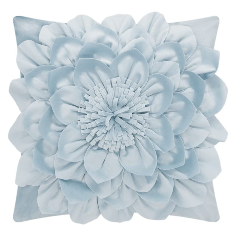 OiseauVoler 3D Flower Throw Pillow Covers Decorative Cushion Cases Soft Velvet Pillowcases Home Couch Car Bed Room Decor 18 x 18 Inch Blue