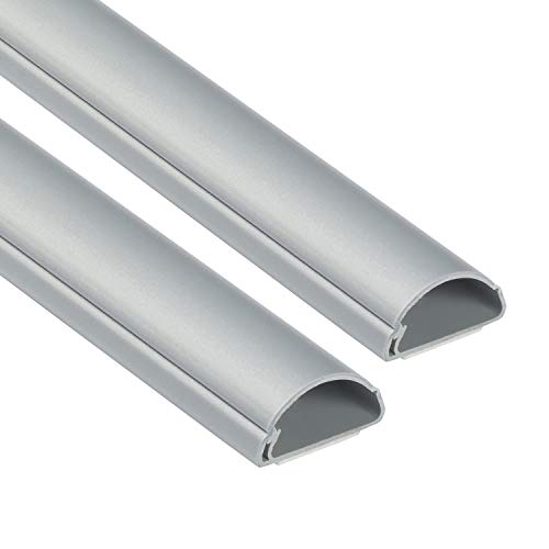 D-Line DLine Half Round Cord Hider Patented Cable Cover Hide TV Wall Mount Wires Raceway for Cords Decorative Wire Covers Paintable Adhesive Cable Concealer 2X 118in W x 059in H x 39in L Gray - Image 1