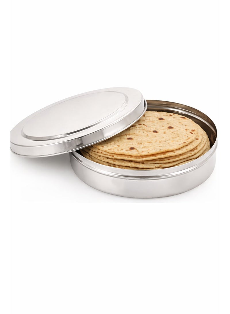 Ayda Stainless Steel Roti / Chapati Storage Container with Lid 18.5 cm – Keeps Bread Fresh & Warm - Image 1