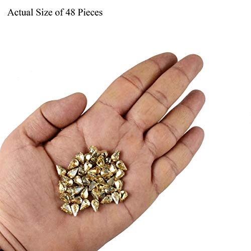 EmbroideryMaterial Sew on Glass Crystal Rhinestones with D Shape Claws for Fabric, Craft, Embroidery, Sewing and Jewellery Making (6 * 8MM, Golden Shadow, Teardrop, 48 Pieces) - Image 3