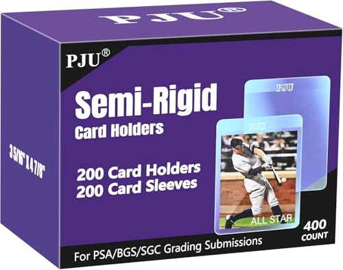 PJU 200ct Semi Rigid Card Holders 200ct Card Sleeves for PSA SGC BGS CSG Graded Card Submissions Semi Rigid Baseball Cards Sleeves Protectors PSA Graded Trading Cards Sleeve - Image 1