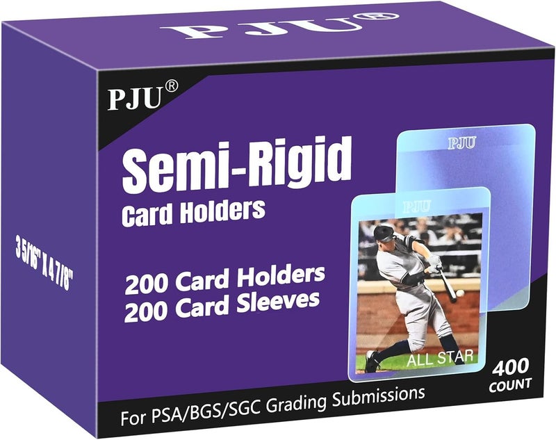 PJU 200ct Semi Rigid Card Holders 200ct Card Sleeves for PSA SGC BGS CSG Graded Card Submissions Semi Rigid Baseball Cards Sleeves Protectors PSA Graded Trading Cards Sleeve - Image 2