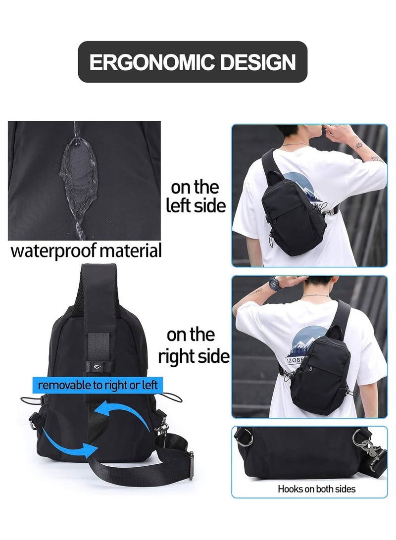 SYOSI Sling Backpack Small Multipurpose Crossbody Shoulder Bag Travel Daypack for Men Women, Lightweight One Strap Sling Bag Backpack for Hiking Walking Biking Travel Cycling USB Charger Port-Nylon - Image 5