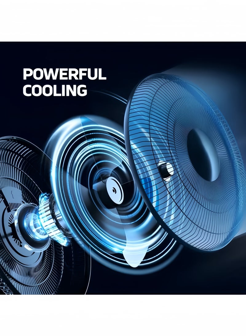 GGEROU مروحة طاولة متأرجحة مع زاوية قابلة للتعديل، تحكم سهل بزر ضغط، هادئة، 16 بوصة، 3 سرعات، مروحة مكتبية، تدفق الهواء 15.75 قدم/ثانية، مثالية للمنزل، غرفة النوم، السكن والمكتب، سوداء - Image 4