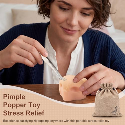 Lewtemi Pimple Popper Toy Stress Relief Zit Popping Toy Squeeze Nose Blackhead Remover Simulator with Tweezers for Adults only Novelty Fun - Image 5
