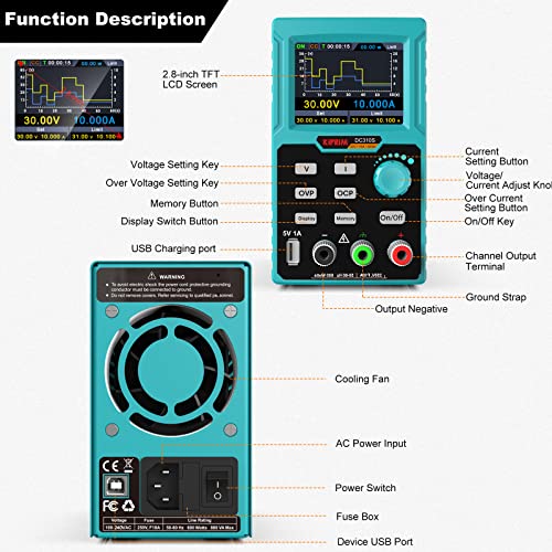 Kiprim Programmable DC Power Supply (0-30 V 0-10 A) 110V Input High Precision 4-Digit Multiple Protection with PC Software and USB Charging - Image 2