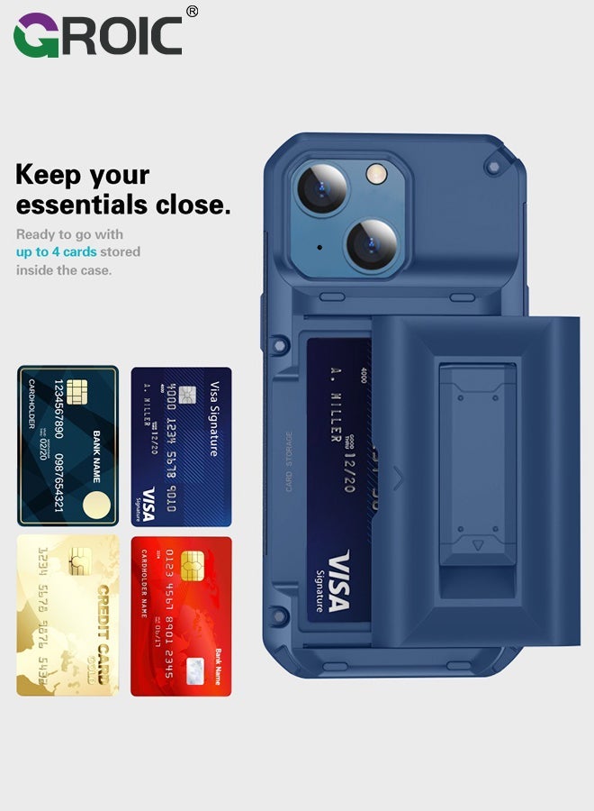 GROIC Designed for iPhone 15 6.1 Inch Case, Slider Wallet Case with Stand and 4 Cards Holder Back Cover, Full Body Shockproof Protection Hard Shell Phone Cover - Image 2