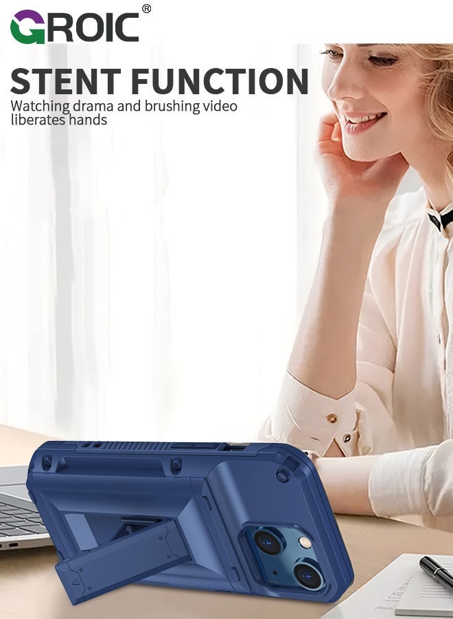 GROIC Designed for iPhone 15 6.1 Inch Case, Slider Wallet Case with Stand and 4 Cards Holder Back Cover, Full Body Shockproof Protection Hard Shell Phone Cover - Image 4