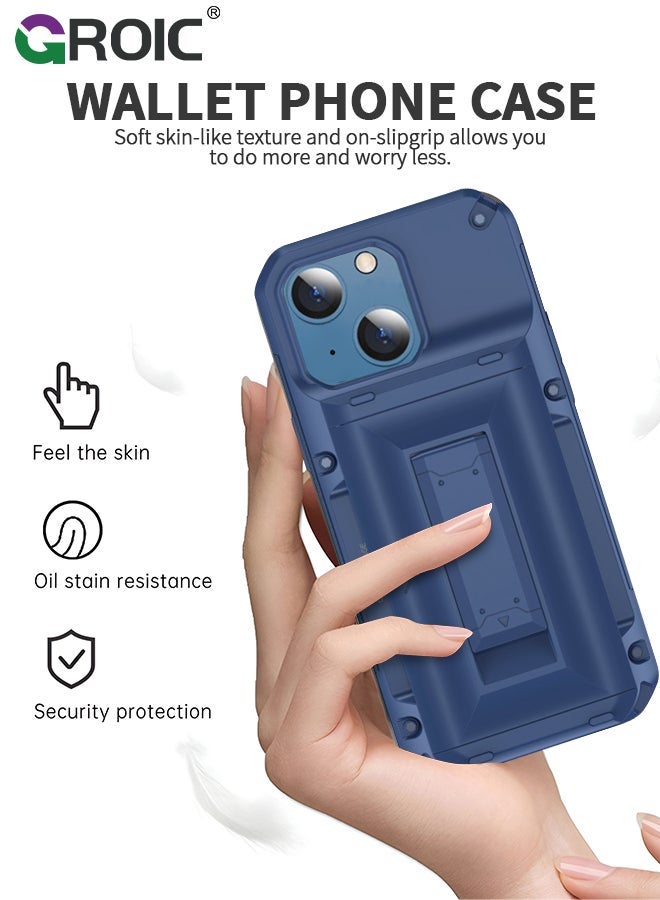 GROIC Designed for iPhone 15 6.1 Inch Case, Slider Wallet Case with Stand and 4 Cards Holder Back Cover, Full Body Shockproof Protection Hard Shell Phone Cover - Image 3