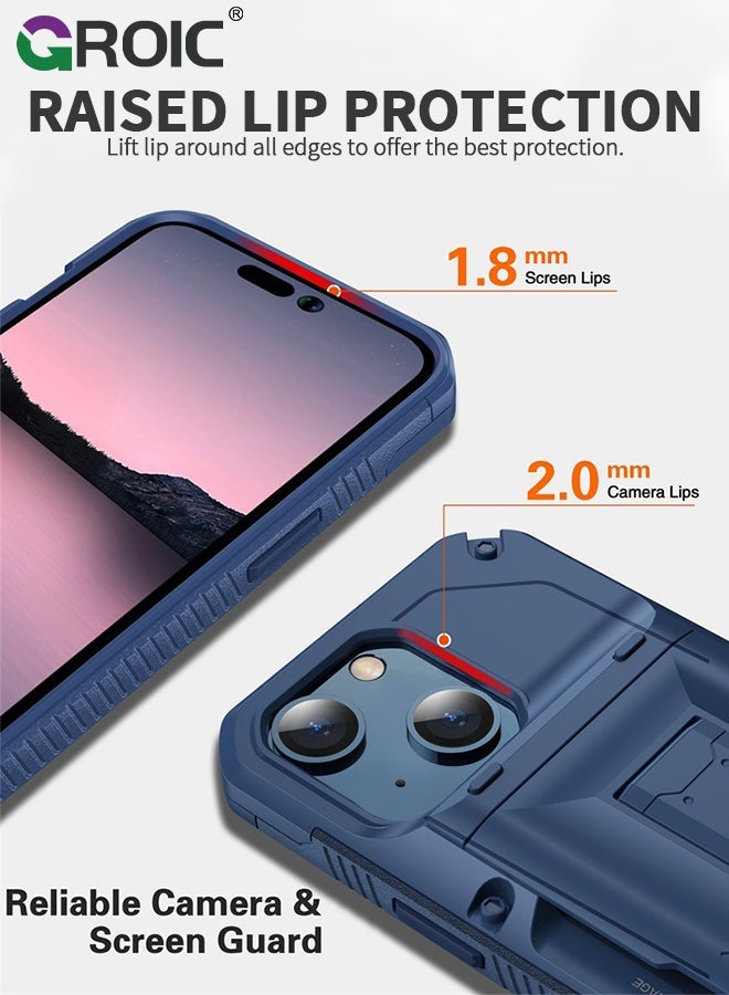 GROIC Designed for iPhone 15 6.1 Inch Case, Slider Wallet Case with Stand and 4 Cards Holder Back Cover, Full Body Shockproof Protection Hard Shell Phone Cover - Image 5