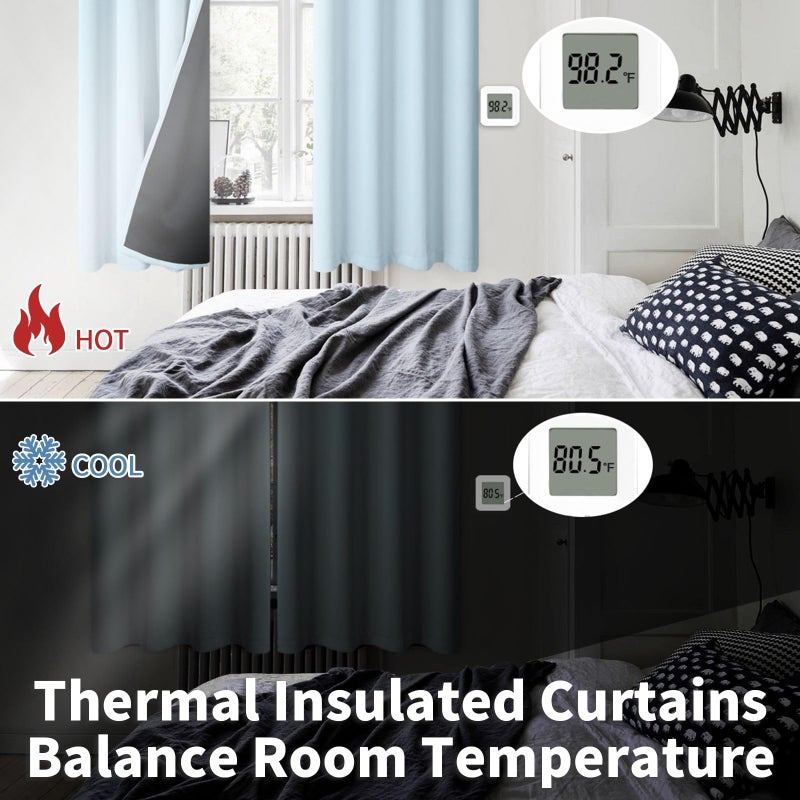 BGment بئسة الطفل الأزرق 100 ٪ الستائر اللفاتية لغرفة نوم الحضانة 84 بوصة الطول 2 لوحات حرارية معزولة الكاملة إلقاء الضوء على الضوضاء الستائر إلغاء الستائر لغرفة الأطفال 42 بوصة لكل منهما - Image 4