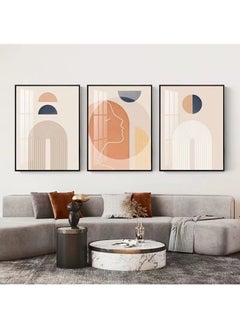 FASHION HOME 3PCS Wall Art Bright Style Minimalist Decor Modern Abstract Canvas Prints Poster Picture Framed Paintings Decorations  - Image 2