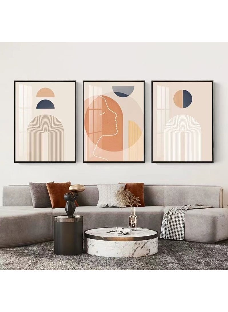 FASHION HOME 3PCS Wall Art Bright Style Minimalist Decor Modern Abstract Canvas Prints Poster Picture Framed Paintings Decorations  - Image 2