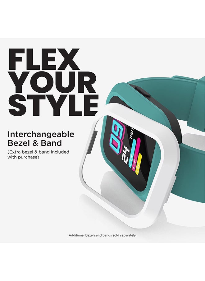 iTouch - ساعة ذكية من سلسلة Flex مع علبة قابلة للتبديل وحزام وغطاء أخضر وحزام سيليكون أخضر - Image 1