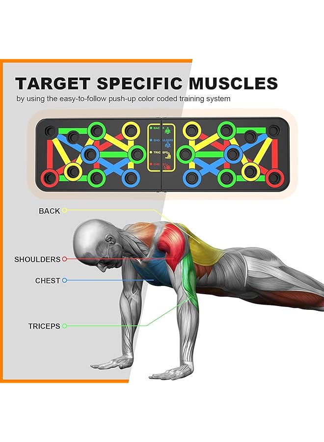 DMG TECH Push Up Board Multi Function 14 in 1 Push Up Bar Foldable Push Up Handles for Floor to Strengthen Arms Core and Back Portable Home Gym Strength Training Equipment for Men and Women - Image 4