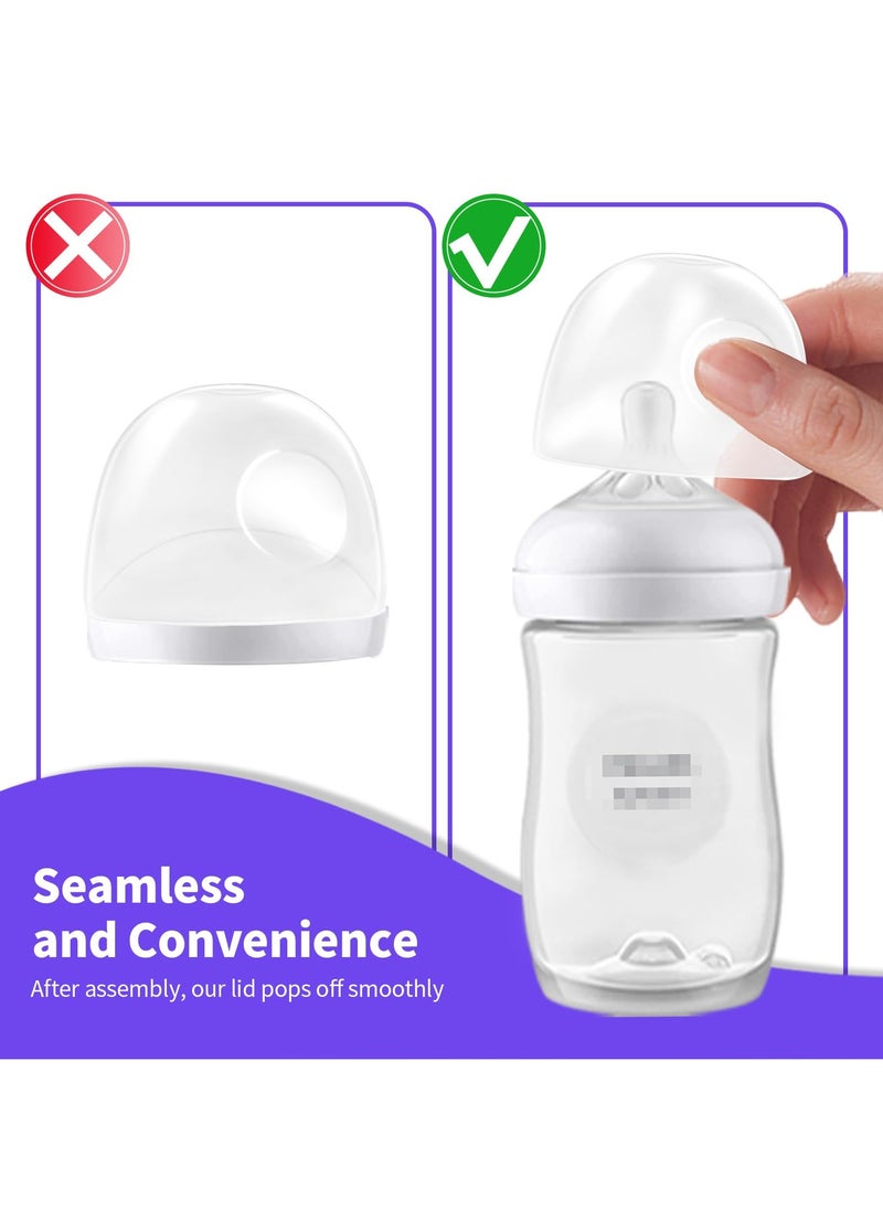 Bebiland 6 Count Baby Bottle Lids Compatible with Philips Avent Baby Bottles, Soft & Safe Bottle Caps for Avent Glass & Natural Bottles  - Image 4