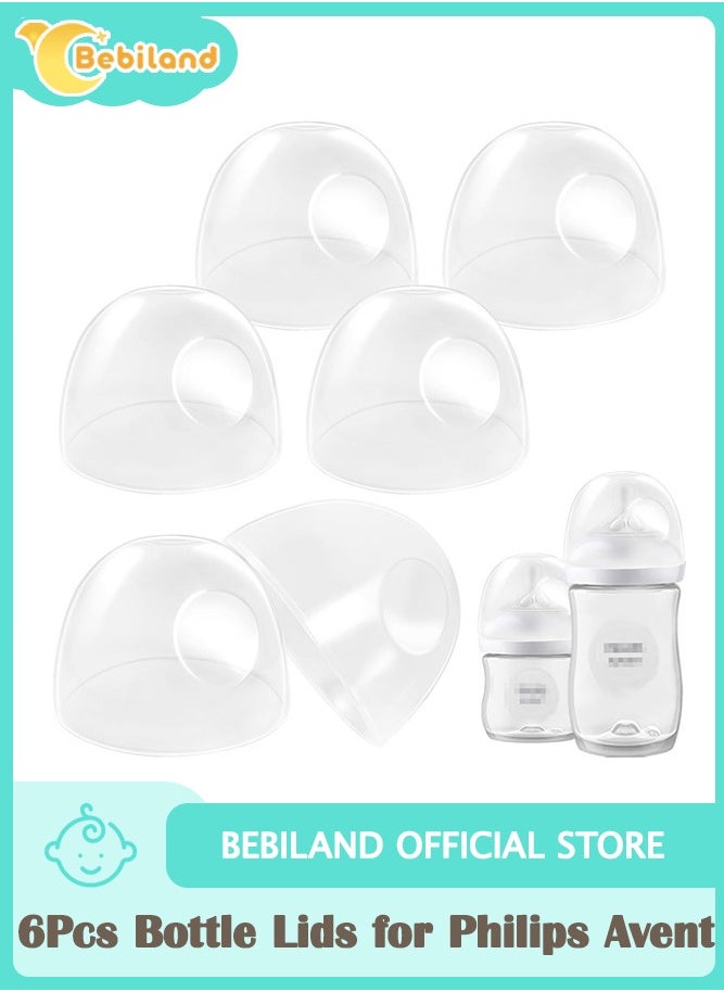 Bebiland 6 Count Baby Bottle Lids Compatible with Philips Avent Baby Bottles, Soft & Safe Bottle Caps for Avent Glass & Natural Bottles  - Image 1