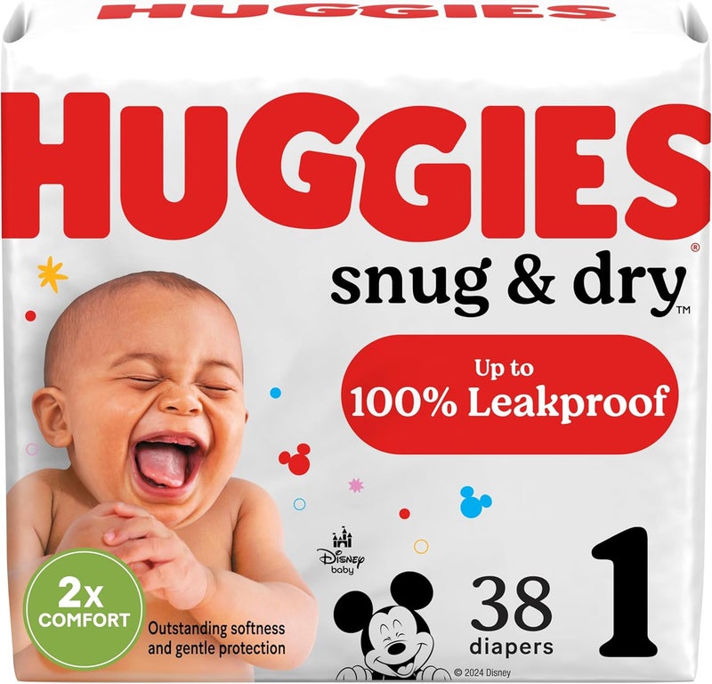 HUGGIES حفاضات هاجيز سنغ & دراي مقاس 1 - 38 قطعة - Image 1