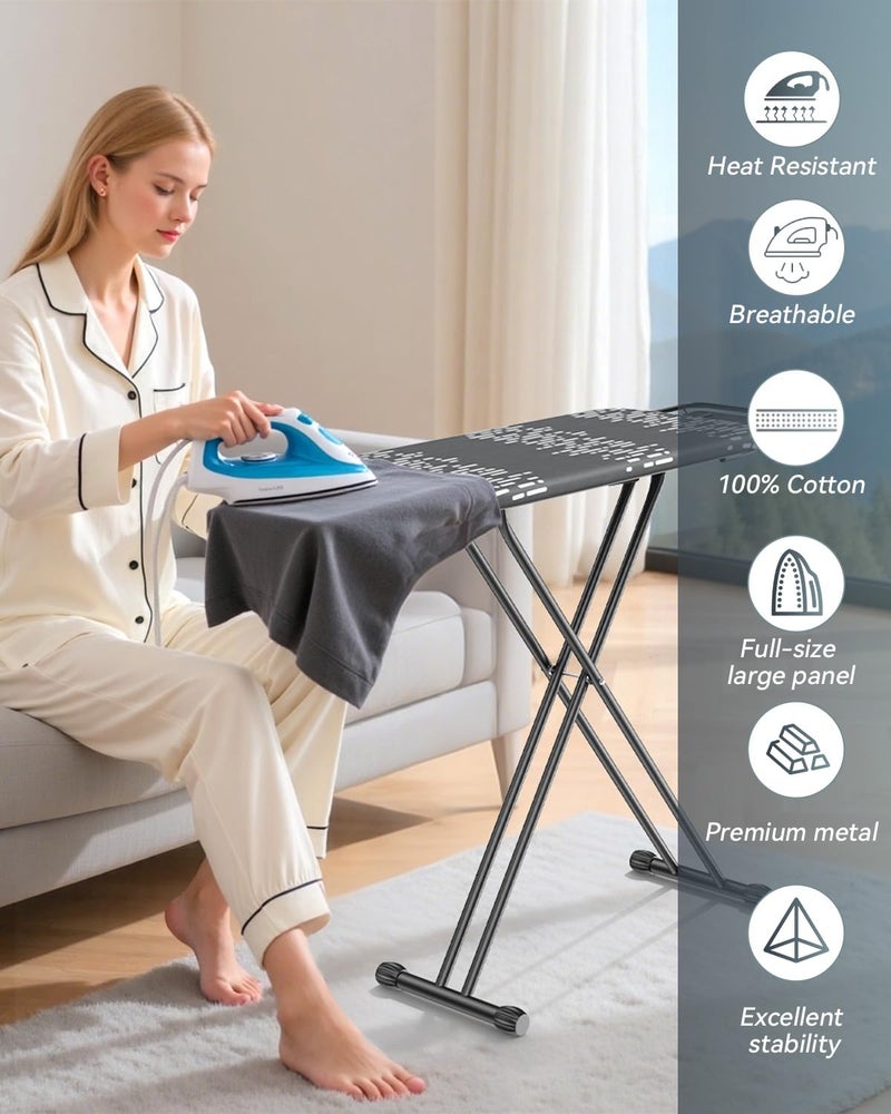 BLINGMIND Ironing Board Full Size 54"x13" - Adjustable Height Foldable Iron Board with Iron Rest, Heat-Resistant Cover & Ultra Thick Padding - Heavy-Duty Sturdy Design, Space-Saving Ironing Table (Grey) - Image 5