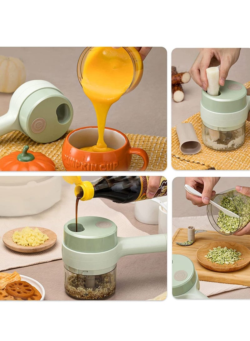 ELTRAZONE 4 in 1 multifunctional usb rechargeable Handheld Electric Vegetable Cutter Set, Garlic Mud Masher Food Chopper, Portable Mini Wireless Food Processor,vegetable cutter slicer for Garlic Pepper Chili On - Image 2