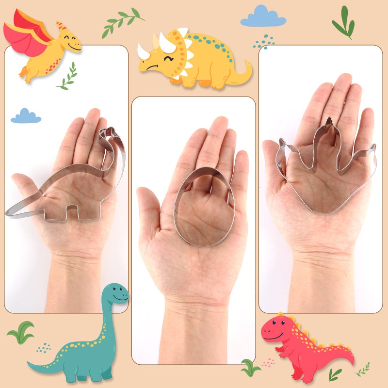 RUNHUAPPY Dinosaur Cookie Cutters Set of 8 -Triceratops  Dinosaur Egg  Dinosaur Footprint  Stegosaurus  T-Rex  Dinosaurs Baking Mold for Kids Dinosaur Theme Birthday Party Supplies Favors (Gift Box) - Image 5