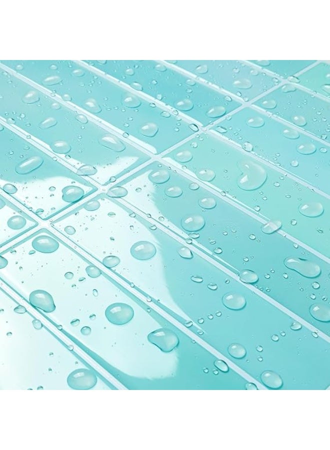 ReWallpaper بلاط جدران مطبخ ReWallpaper بلون أزرق مخضر، قابل للإزالة، لامع، يشبه الرخام، مقاس 12×12 بوصة، سهل التركيب والإزالة، مناسب للحمامات وغرف الغسيل، عبوة من 3 قطع. - Image 4