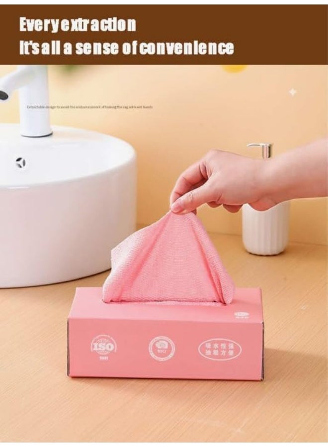 20 Count Premium Microfiber Cleaning DRY Wipes Box, Machine Washable, Reusable, Multi-Purpose Microfiber Towels for Kitchen,Car & Bathroom, Easy Cleaning All Surfaces (Pink) - Image 2