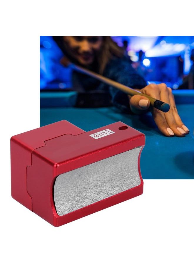 4 In 1 Multi-function Billiard Cue Tip Polishing Machine Tips Shaper Chalk Holder(red)