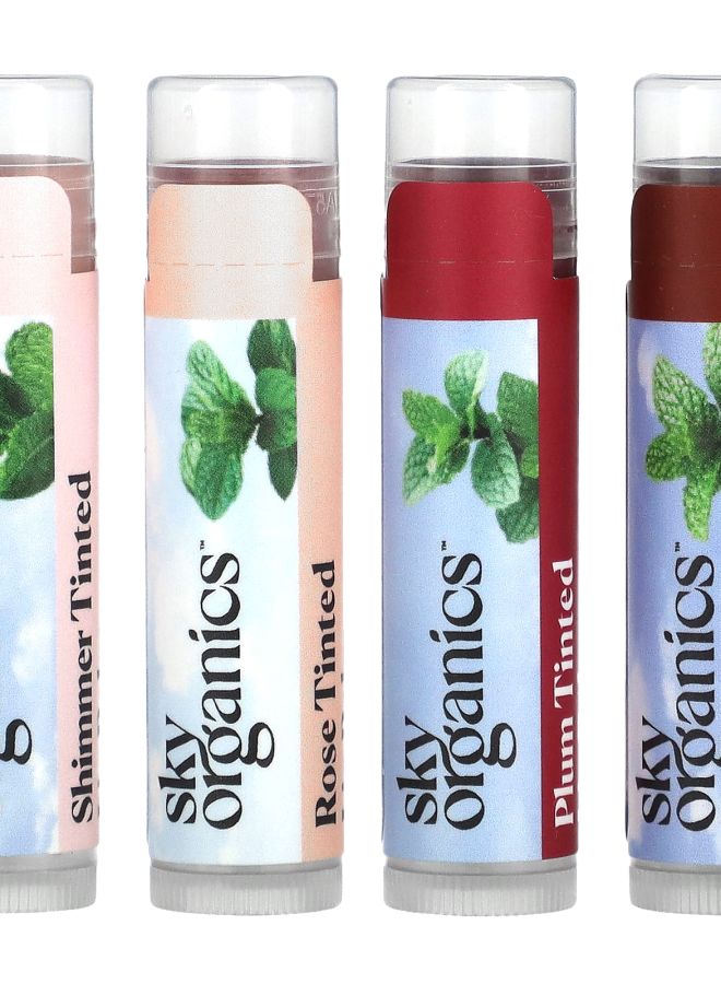 Tinted Lip Balms with Beeswax 4 Balms 0.15 oz (4.25 g) Each
