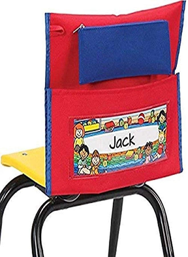 Really Good Stuff Deluxe Chair Pockets - Set of 6 - Early Childhood Classroom Chair Organizer with Pencil Pouch and Name Tag Keeps Students Organized and Classrooms Neat - Red - Image 1
