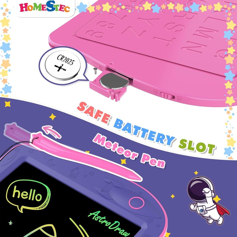 HOMESTEC AstroDraw Space1 Children's Drawing Boards Doodle Board Children's Toy for 2 3 4 5 6 Years Old Boys Girls Gifts (Purple/Pink) - Image 4