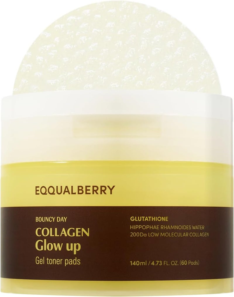 eqqualberry Collagen Radiance Tonic Patches - Korean Collagen Brightening Patches Deep Absorbing Moisturizing & Radiant Formula, 140ml (60 Pads) - Image 1