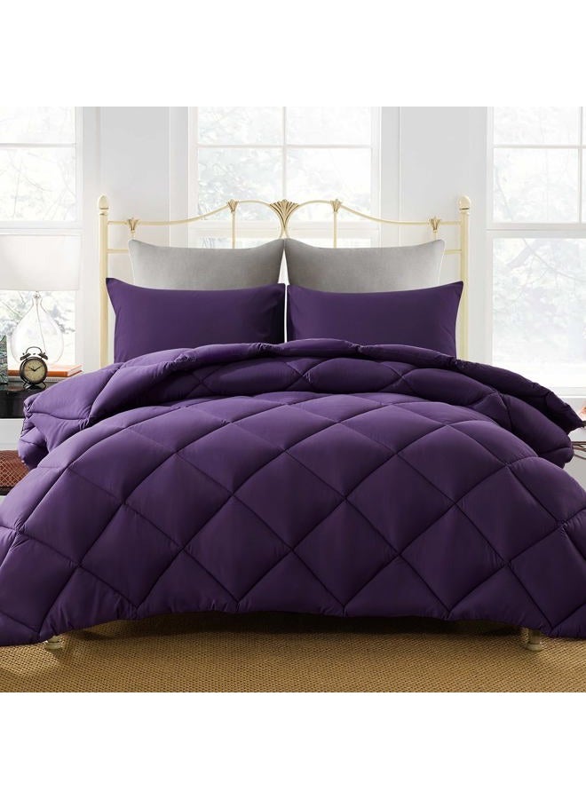 Decroom Lightweight Full Comforter Set with 2 Pillow Sham - 3 Pieces Set - Quilted Down Alternative Comforter/Duvet Insert for All Season - Purple - Full Size - Image 1