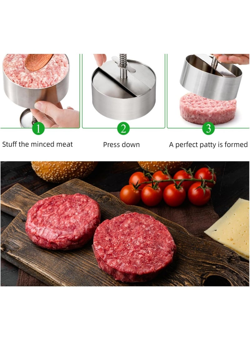 عام مكبس هامبرغر من الفولاذ المقاوم للصدأ 304 - قالب كرات لحم مقاس 4.5 بوصة، مكبس برجر متين من الفولاذ المقاوم للصدأ للحم المفروم والبرجر والخضروات والطبخ (آمن في غسالة الصحون ومقاوم للصدأ) - Image 4