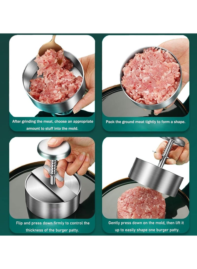 عام مكبس هامبرغر من الفولاذ المقاوم للصدأ 304 - قالب كرات لحم مقاس 4.5 بوصة، مكبس برجر متين من الفولاذ المقاوم للصدأ للحم المفروم والبرجر والخضروات والطبخ (آمن في غسالة الصحون ومقاوم للصدأ) - Image 5