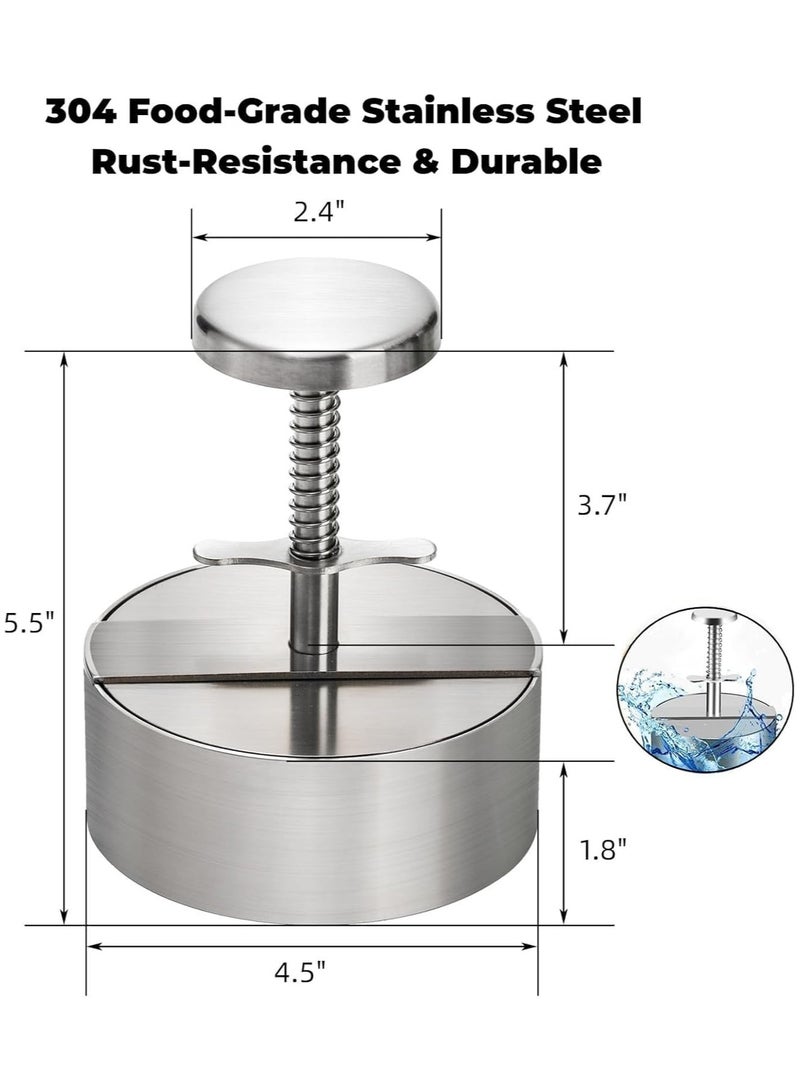 عام مكبس هامبرغر من الفولاذ المقاوم للصدأ 304 - قالب كرات لحم مقاس 4.5 بوصة، مكبس برجر متين من الفولاذ المقاوم للصدأ للحم المفروم والبرجر والخضروات والطبخ (آمن في غسالة الصحون ومقاوم للصدأ) - Image 2