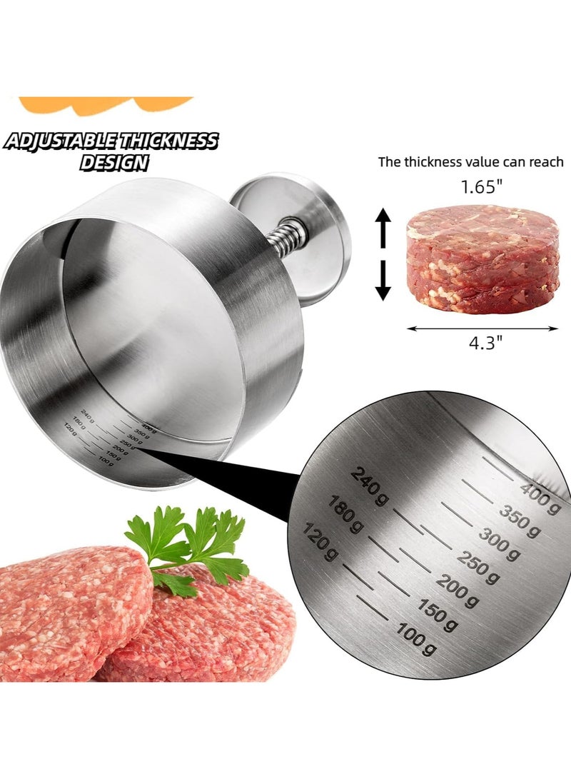 عام مكبس هامبرغر من الفولاذ المقاوم للصدأ 304 - قالب كرات لحم مقاس 4.5 بوصة، مكبس برجر متين من الفولاذ المقاوم للصدأ للحم المفروم والبرجر والخضروات والطبخ (آمن في غسالة الصحون ومقاوم للصدأ) - Image 3